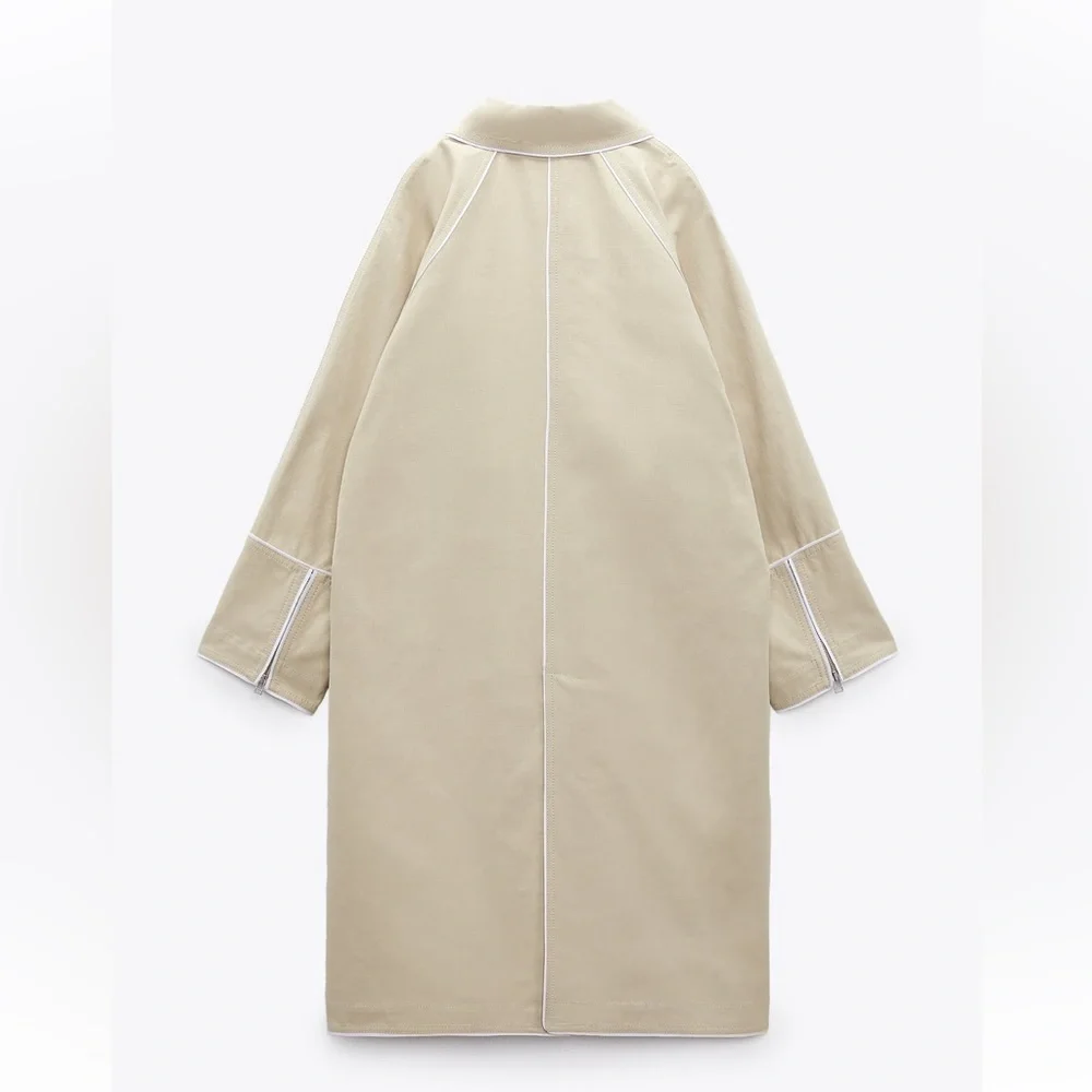 Zara OVERSIZED CONTRAST COAT. Beige. Sizes XS, S. New with Tags. - Picture 8 of 11